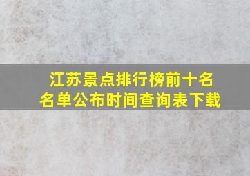 江苏景点排行榜前十名名单公布时间查询表下载