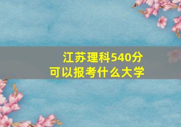 江苏理科540分可以报考什么大学