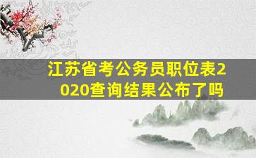 江苏省考公务员职位表2020查询结果公布了吗