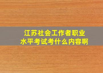 江苏社会工作者职业水平考试考什么内容啊