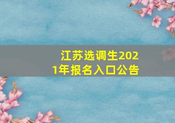 江苏选调生2021年报名入口公告