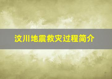 汶川地震救灾过程简介