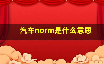 汽车norm是什么意思