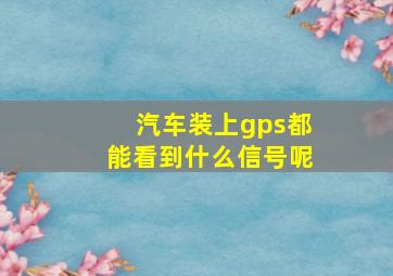 汽车装上gps都能看到什么信号呢