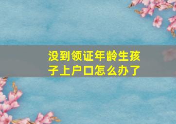 没到领证年龄生孩子上户口怎么办了