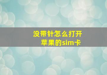 没带针怎么打开苹果的sim卡