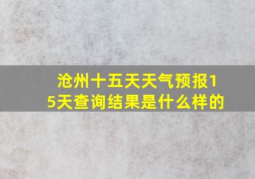 沧州十五天天气预报15天查询结果是什么样的