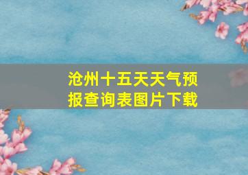 沧州十五天天气预报查询表图片下载