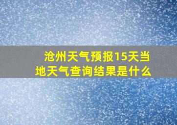 沧州天气预报15天当地天气查询结果是什么