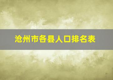 沧州市各县人口排名表