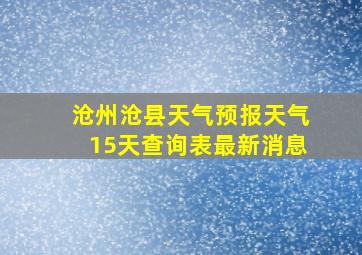 沧州沧县天气预报天气15天查询表最新消息