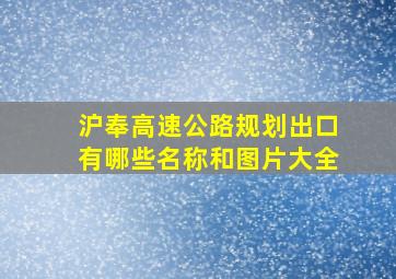 沪奉高速公路规划出口有哪些名称和图片大全