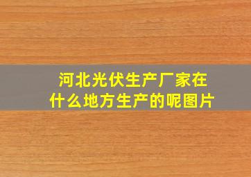 河北光伏生产厂家在什么地方生产的呢图片