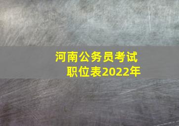 河南公务员考试职位表2022年