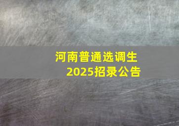 河南普通选调生2025招录公告