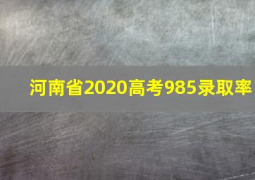 河南省2020高考985录取率