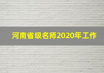 河南省级名师2020年工作