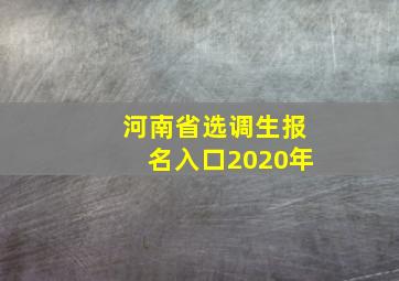 河南省选调生报名入口2020年