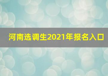 河南选调生2021年报名入口