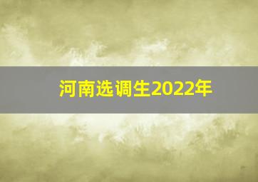 河南选调生2022年