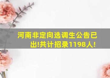 河南非定向选调生公告已出!共计招录1198人!