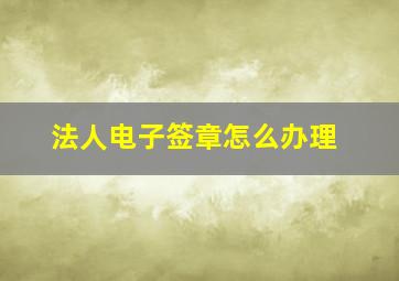 法人电子签章怎么办理