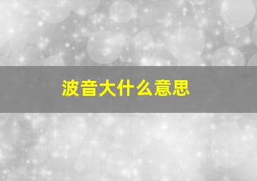 波音大什么意思