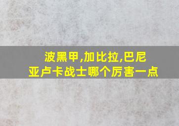 波黑甲,加比拉,巴尼亚卢卡战士哪个厉害一点