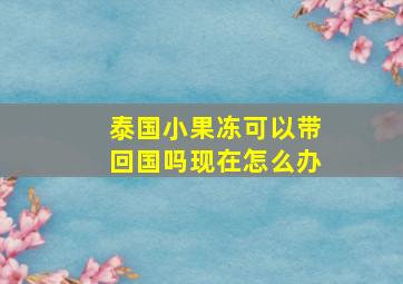 泰国小果冻可以带回国吗现在怎么办