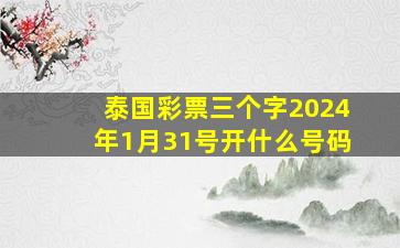 泰国彩票三个字2024年1月31号开什么号码