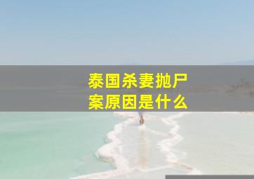 泰国杀妻抛尸案原因是什么