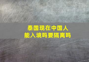 泰国现在中国人能入境吗要隔离吗