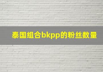 泰国组合bkpp的粉丝数量