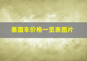 泰国车价格一览表图片