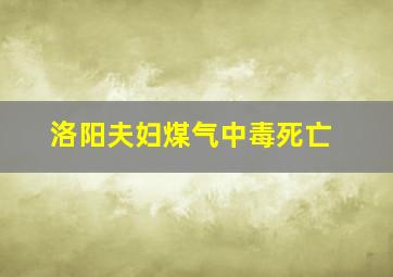 洛阳夫妇煤气中毒死亡