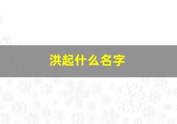 洪起什么名字