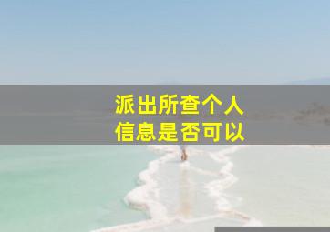 派出所查个人信息是否可以