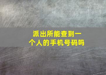 派出所能查到一个人的手机号码吗