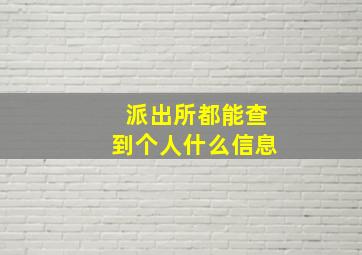 派出所都能查到个人什么信息