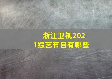 浙江卫视2021综艺节目有哪些