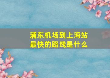 浦东机场到上海站最快的路线是什么