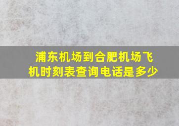 浦东机场到合肥机场飞机时刻表查询电话是多少