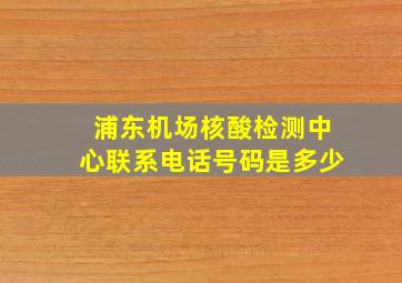 浦东机场核酸检测中心联系电话号码是多少