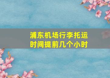 浦东机场行李托运时间提前几个小时