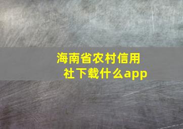 海南省农村信用社下载什么app