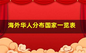 海外华人分布国家一览表