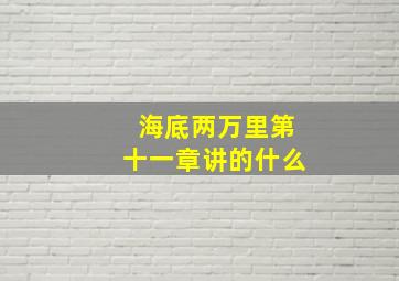 海底两万里第十一章讲的什么