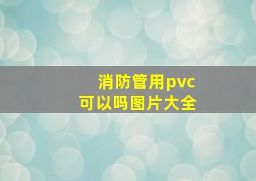 消防管用pvc可以吗图片大全