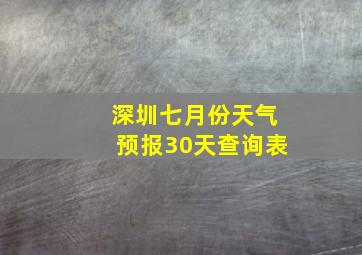 深圳七月份天气预报30天查询表