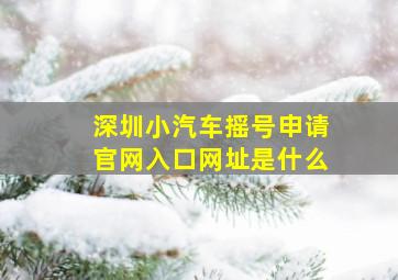 深圳小汽车摇号申请官网入口网址是什么